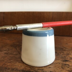 Tinteiro vintage de cerâmica branca tinteiro escola soviética tinteiro de cerâmica s2