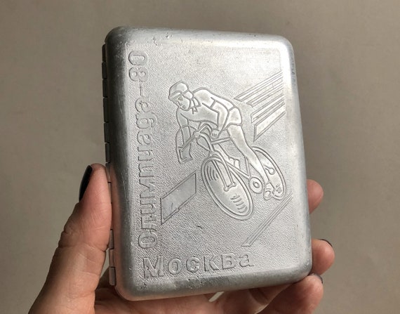 Vintage Aluminum Cigarette Case: Moscow Olympic Games 1980, Cycling