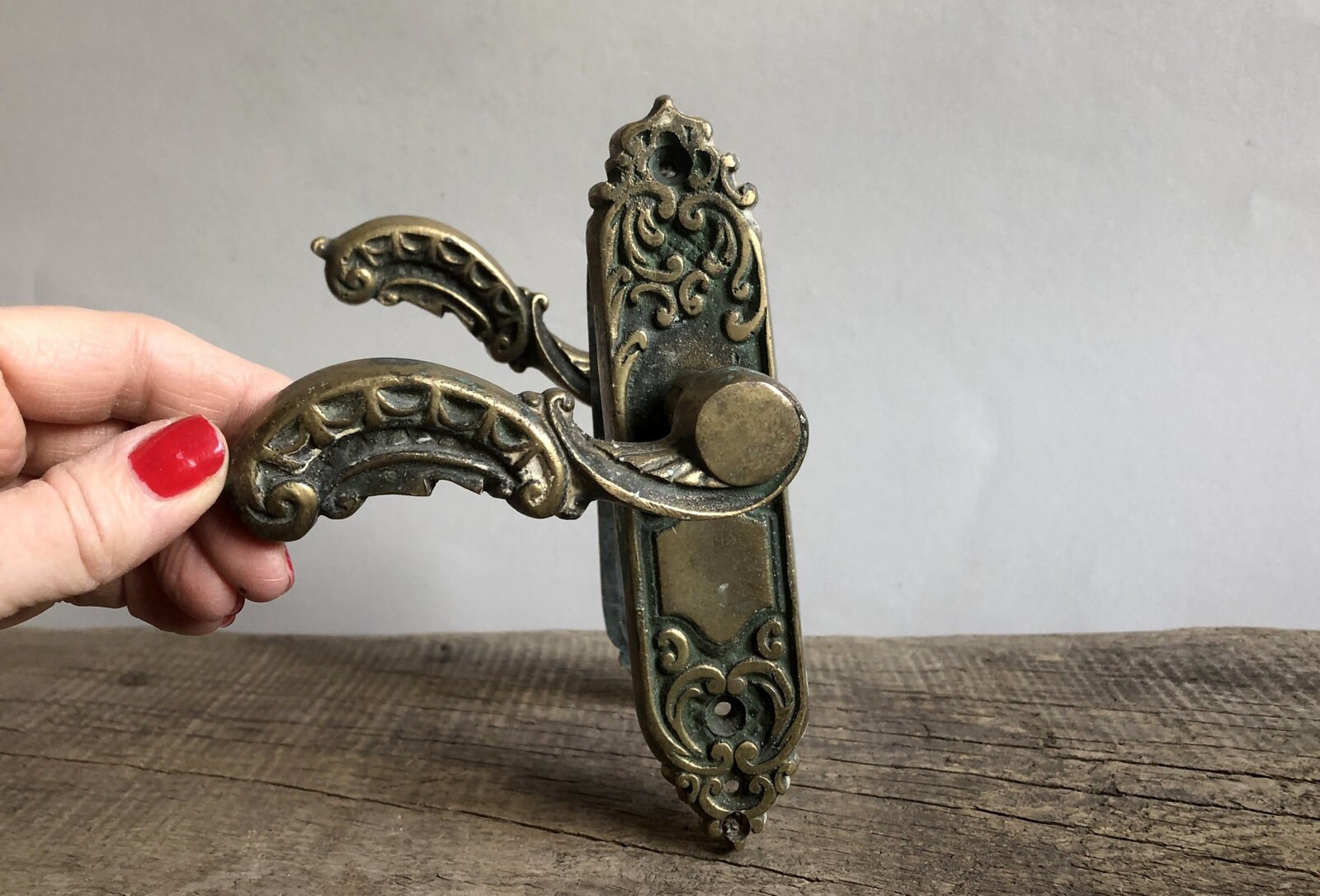Vintage Brass Door Handle Set Of 2 Door Knobs Small Door Etsy