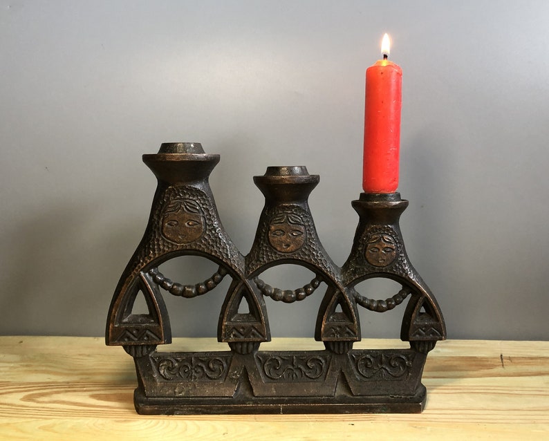 Female Figurine Candle Holder Vintage Metal Candle Holder Etsy