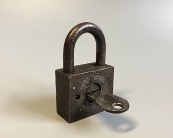 Antique Small Padlock Old Barn Lock Vintage Padlock Small Metal Lock with Key Collectible Lock Wedding Lock Retro Lock