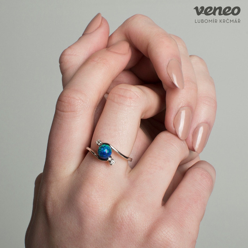 New: Nephele Opal ring for women Mystic Handmade Silver or 14K Gold Opal and Zircon Ring Christmas gift for her.