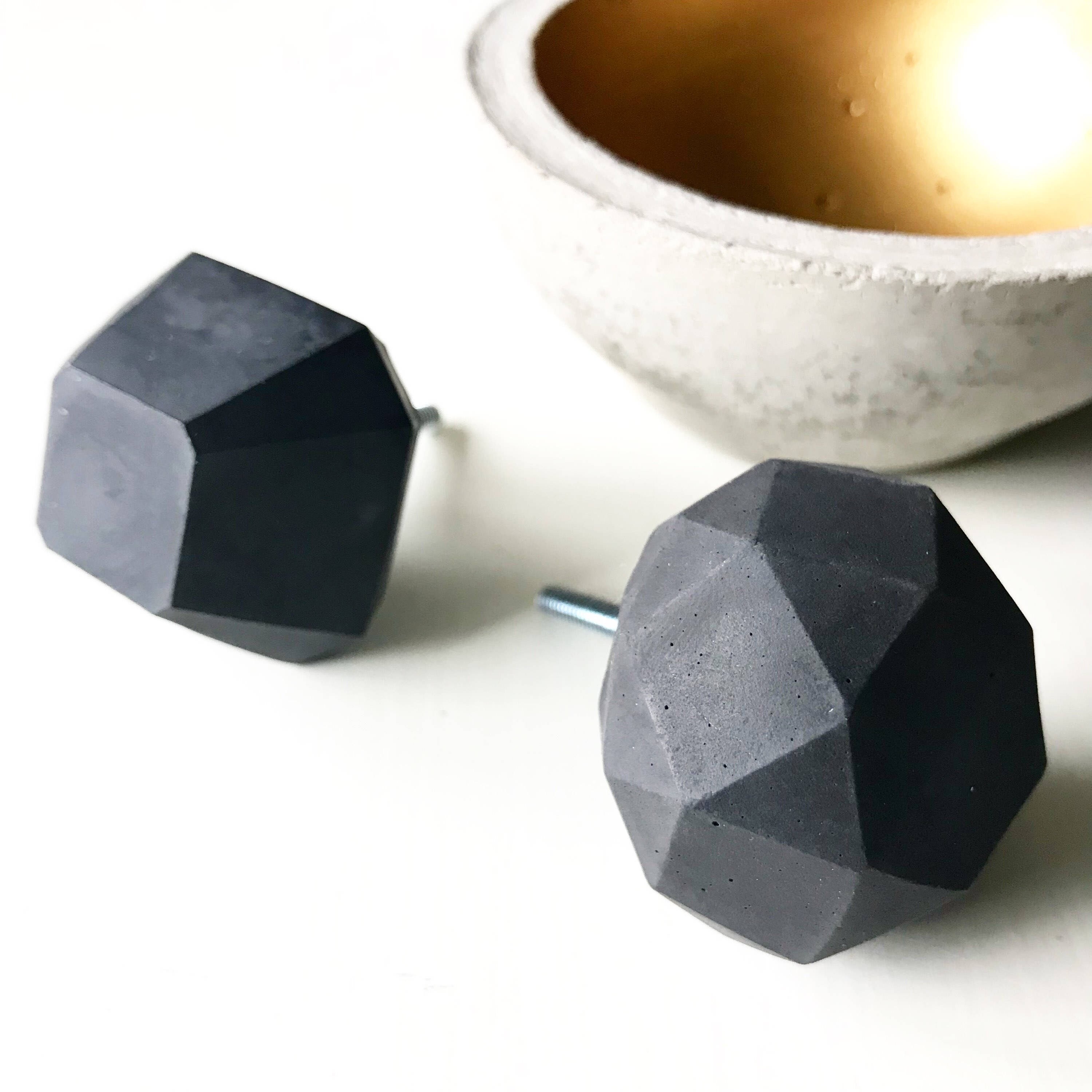Black Concrete door knob draw knob geometric door handle Etsy