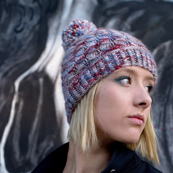 Laccio! Beanie Bobble Hat PDF knitting pattern (instructions)