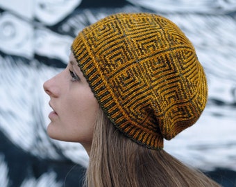 Echo stranded colourwork Hat PDF knitting pattern (instructions)