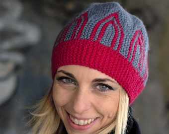 Arcuato slouchy beanie Hat PDF knitting pattern (instructions)