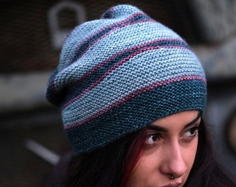 Wonky slouchy Hat PDF knitting pattern (instructions)