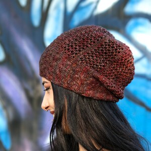 Strudel cable & lace slouchy Hat PDF knitting pattern instructions image 1