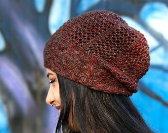 Strudel cable & lace slouchy Hat PDF knitting pattern (instructions)