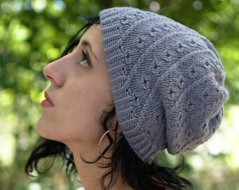 Pebbles slouchy textured Hat PDF knitting pattern (instructions)