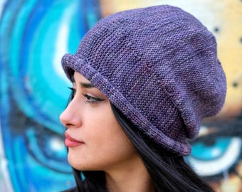 Dulcie sideways knit brimmed Hat PDF knitting pattern (instructions)