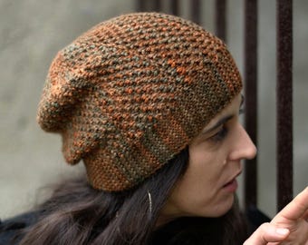 Muratura sideways knit slouchy Hat PDF knitting pattern (instructions)