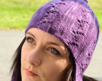 Lucy sideways knit chullo Hat PDF knitting pattern (instructions)