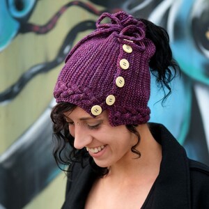 Arcus ponytail Hat PDF knitting pattern instructions image 1