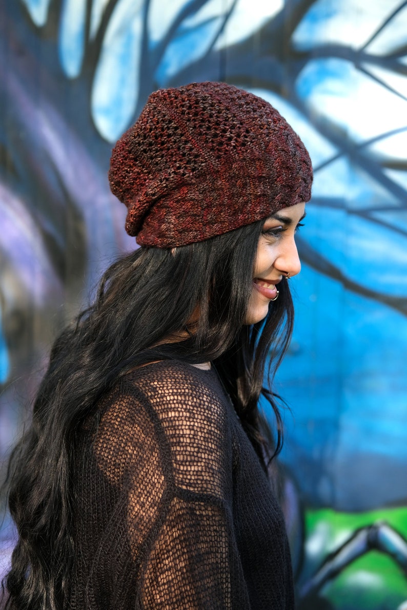 Strudel cable & lace slouchy Hat PDF knitting pattern instructions image 5