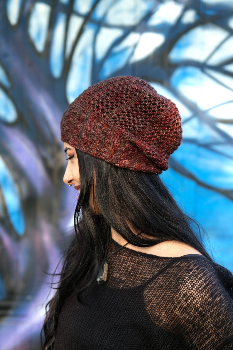 Strudel cable & lace slouchy Hat PDF knitting pattern instructions image 1