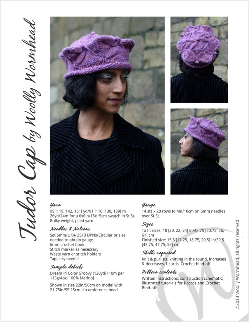 Tudor Cap PDF knitting pattern instructions | Etsy