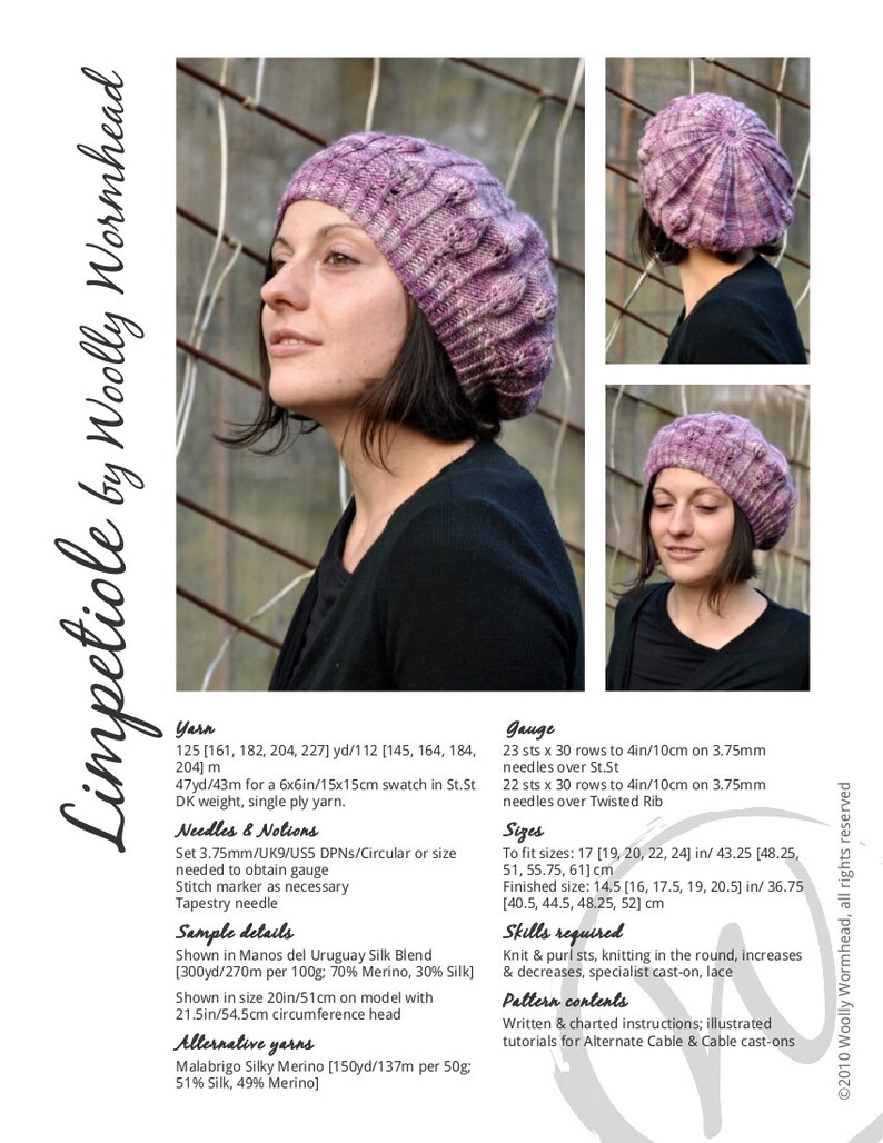 Limpetiole beret PDF knitting pattern instructions image 4