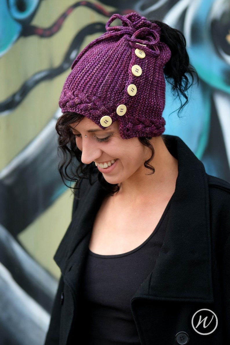 Arcus ponytail Hat PDF knitting pattern instructions image 1