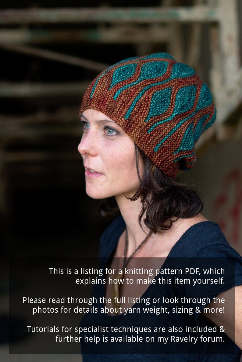 Toph slouchy beanie Hat PDF knitting pattern instructions image 1