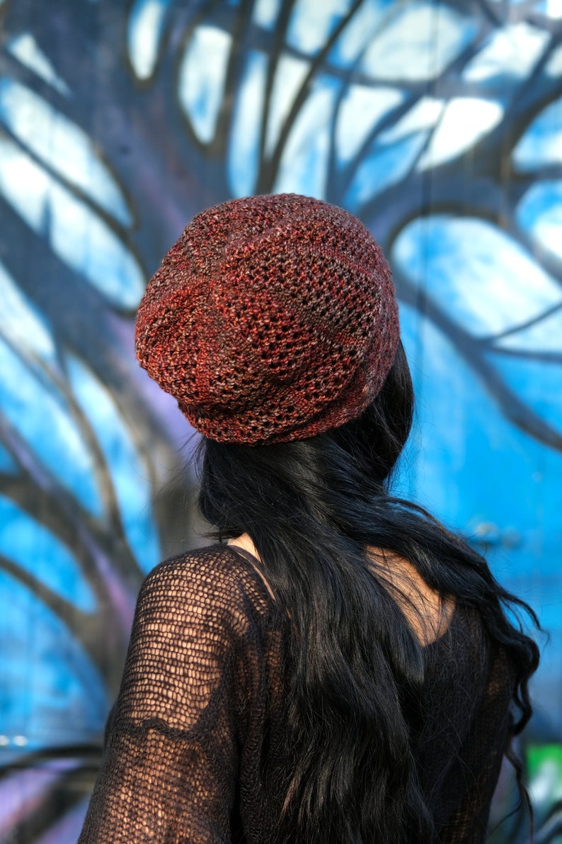 Strudel cable & lace slouchy Hat PDF knitting pattern instructions image 3
