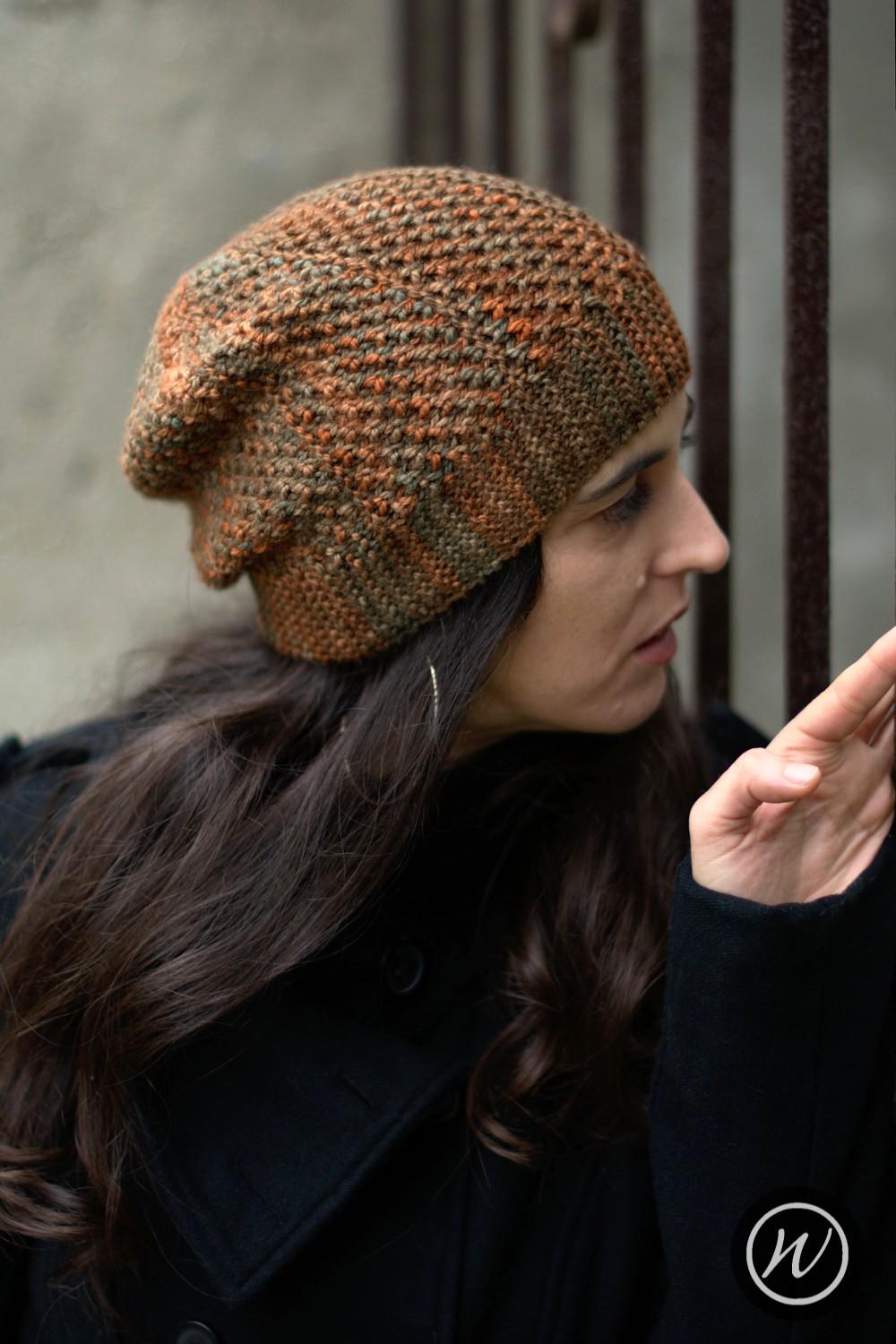 Muratura Sideways Knit Slouchy Hat PDF Knitting Pattern (instructions ...