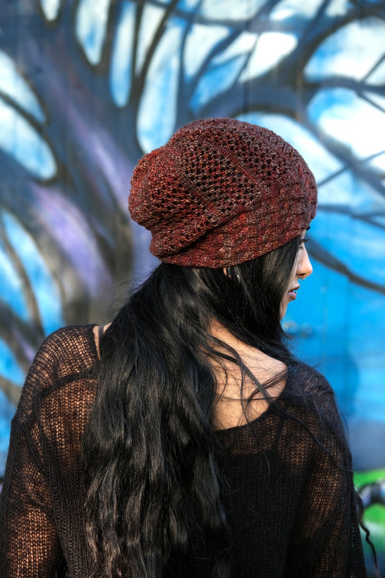 Strudel cable & lace slouchy Hat PDF knitting pattern instructions image 4