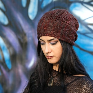 Strudel cable & lace slouchy Hat PDF knitting pattern instructions image 2