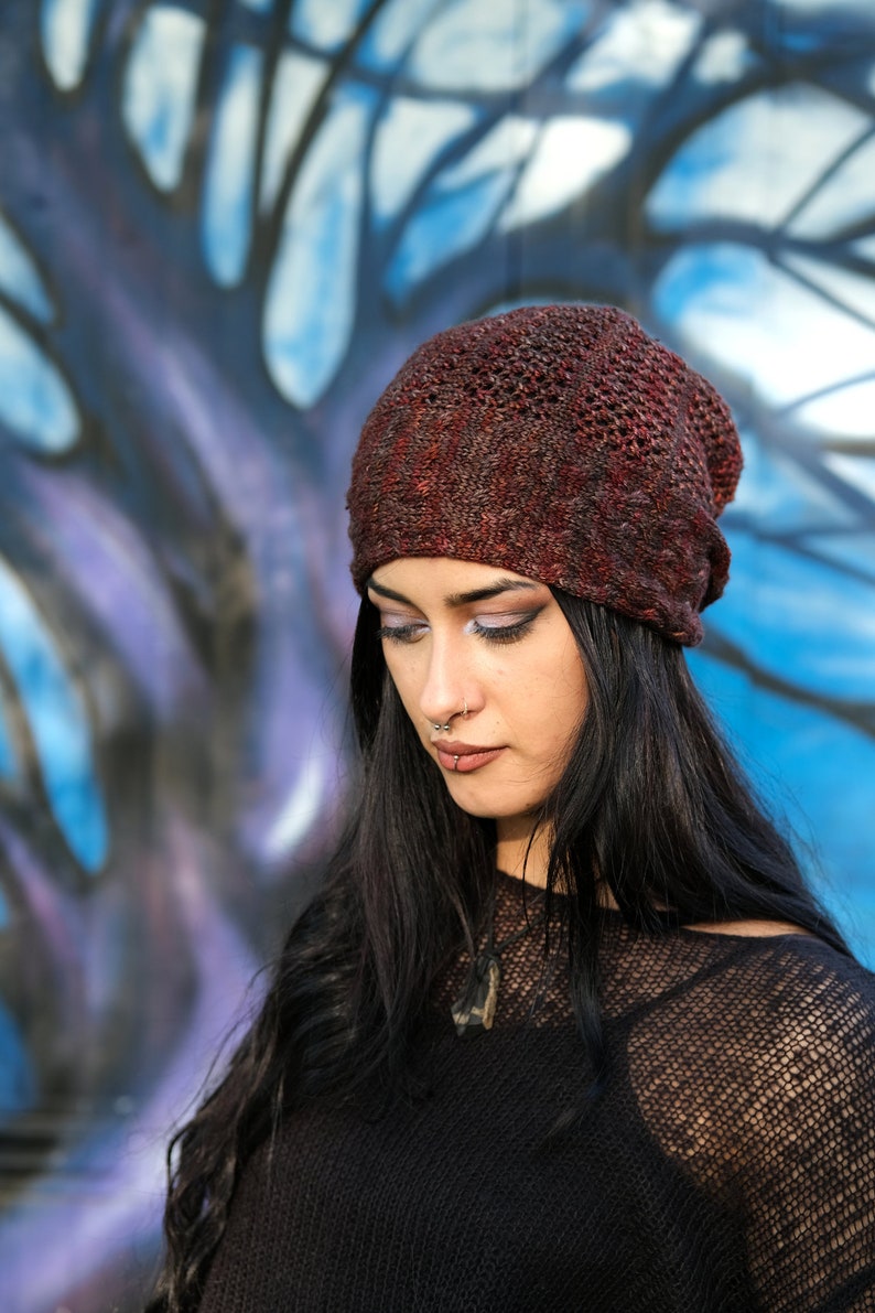 Strudel cable & lace slouchy Hat PDF knitting pattern instructions image 2