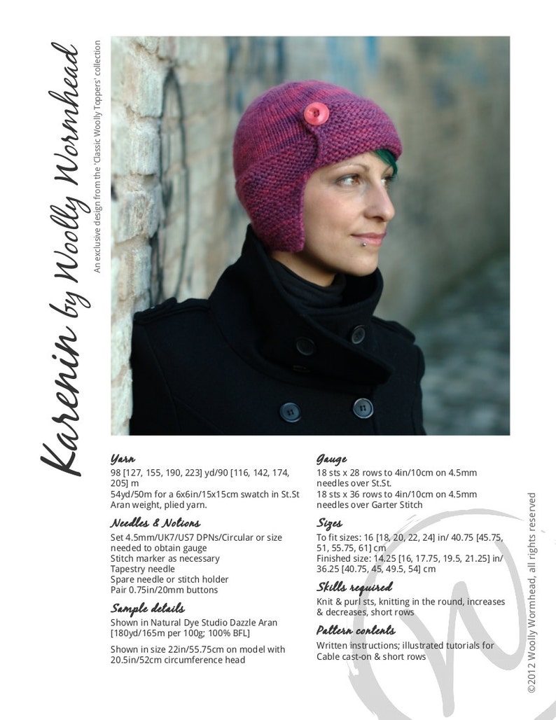 Karenin Aviator Hat PDF knitting pattern instructions 画像 3