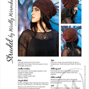 Strudel cable & lace slouchy Hat PDF knitting pattern instructions image 8