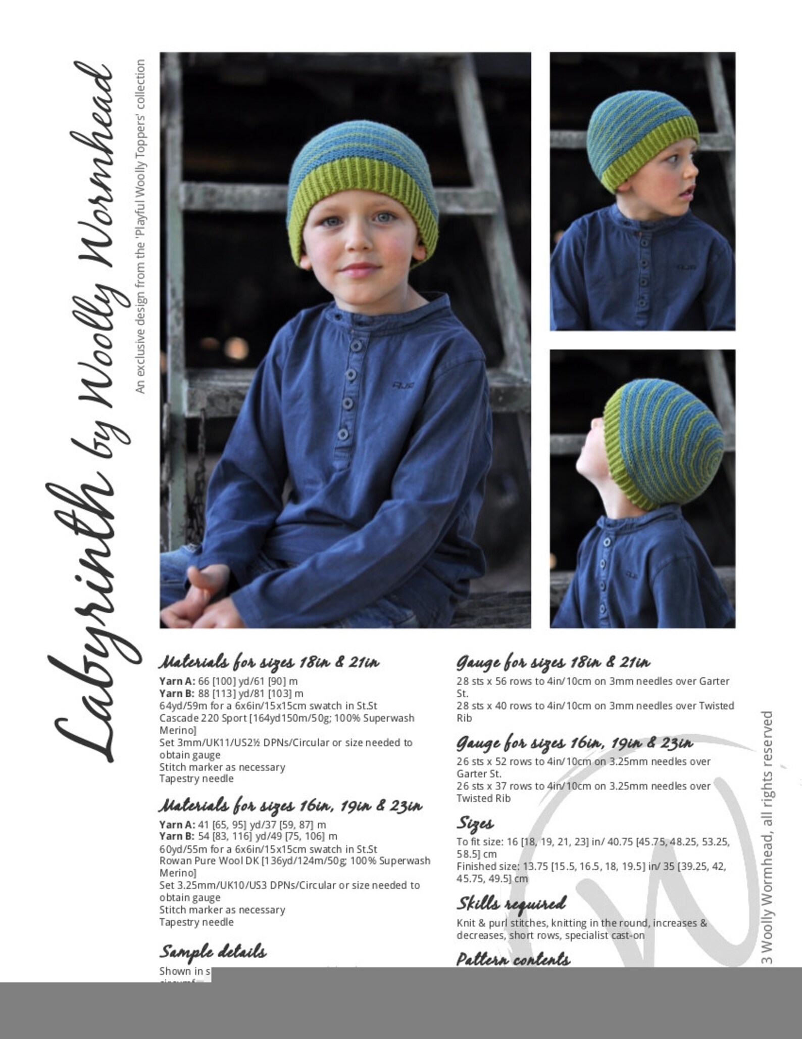 Labyrinth Hat PDF Knitting Pattern instructions Etsy UK
