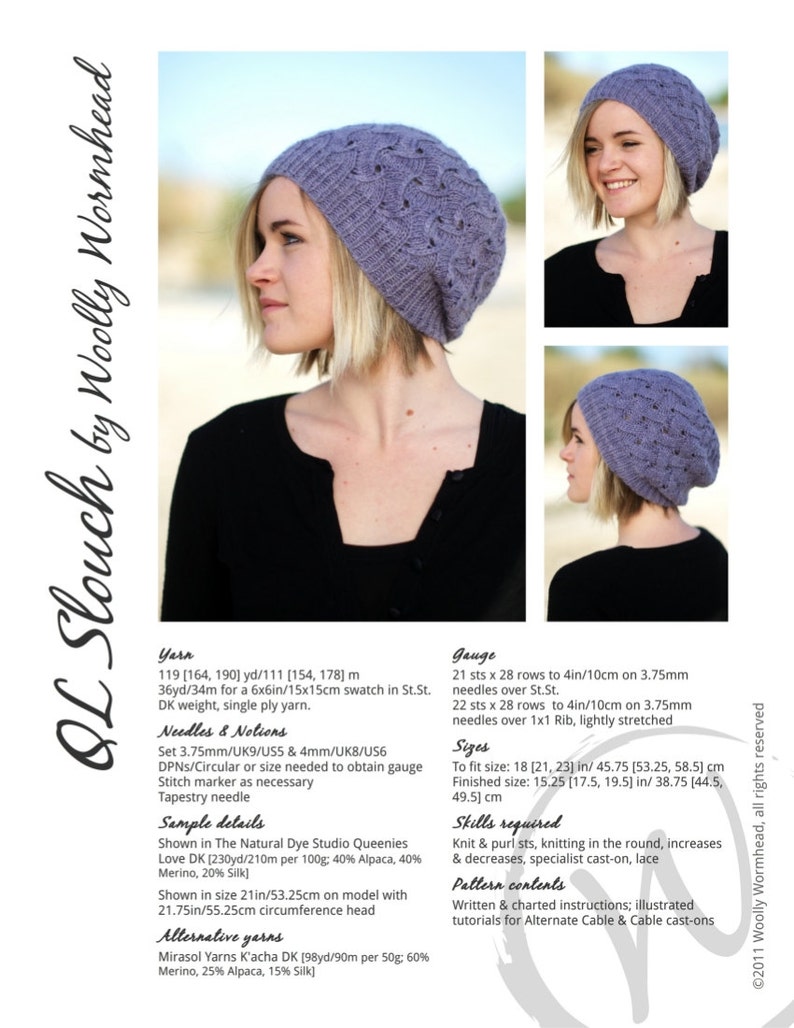 QL Slouch Hat PDF knitting pattern instructions image 4