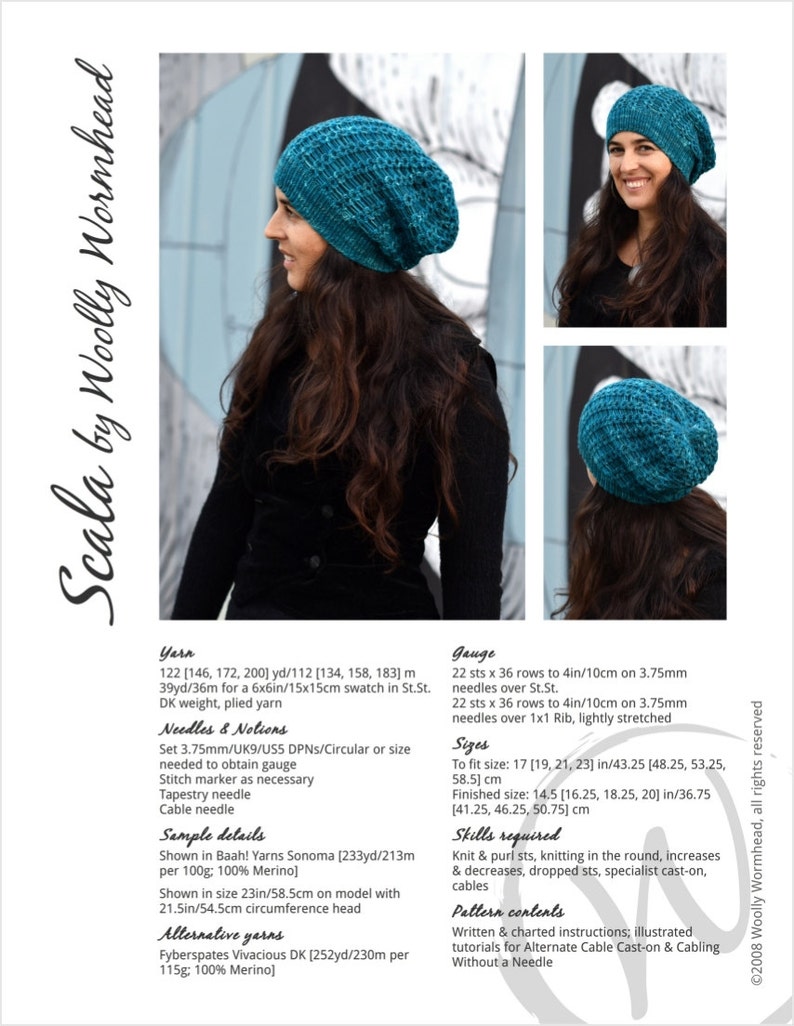 Scala slouchy Hat PDF knitting pattern instructions image 5