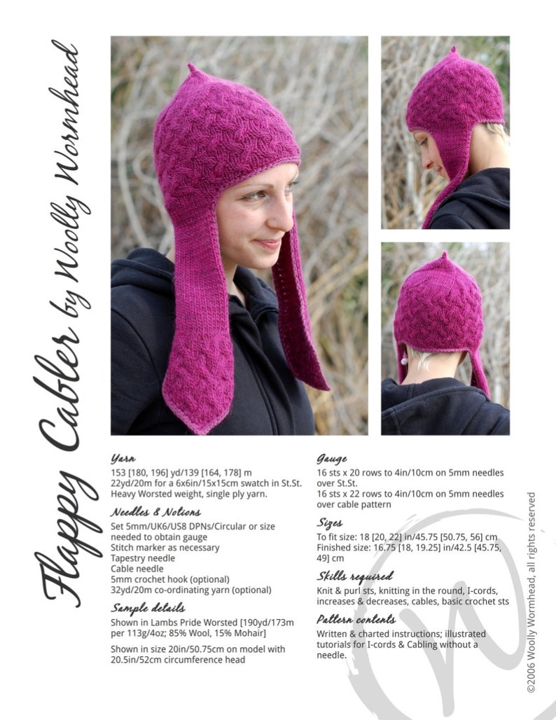 Flappy Cabler Chullo Hat PDF knitting pattern instructions image 5