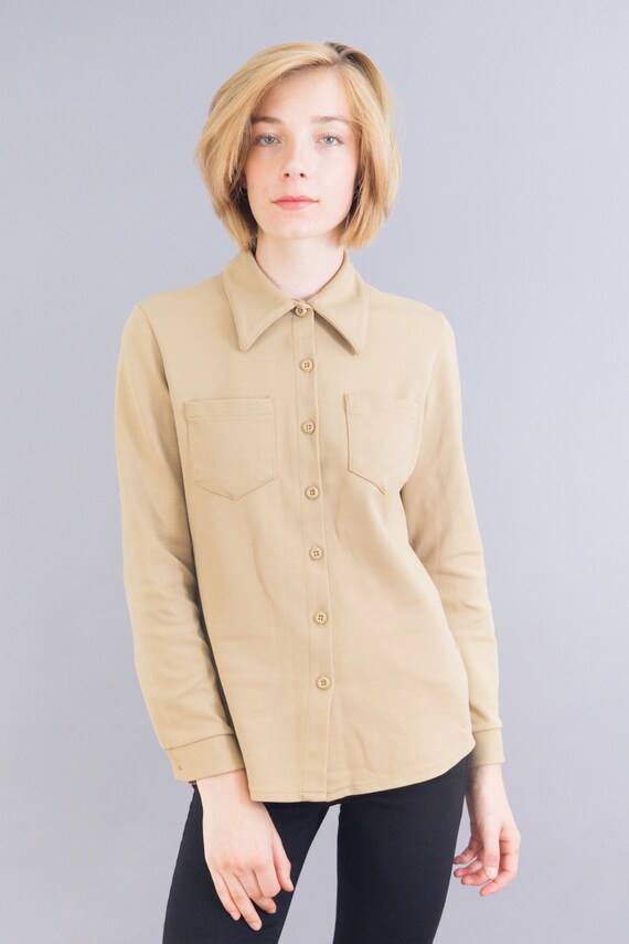 vintage esprit camel button-up - image 4
