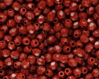 100pcs Burgundy Brown 3mm Czech Glass Fire Polished Faceted Round Beads brown red polished beads 3mm