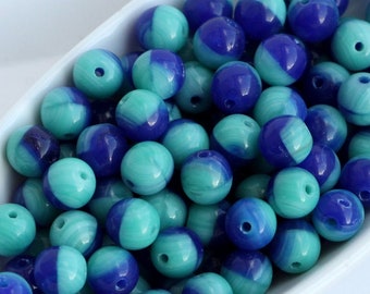 50pcs Mixed Color Glass Round Beads 6mm Czech Glass Druk Beads 6mm Mixed Round Glass Beads Blue Green turquoise