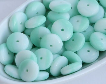 50pcs White Turquoise Glass Rondelle Beads 9x3mm Czech Glass Donut Beads Disk Wheel Beads Glass Heishi Beads mixed color