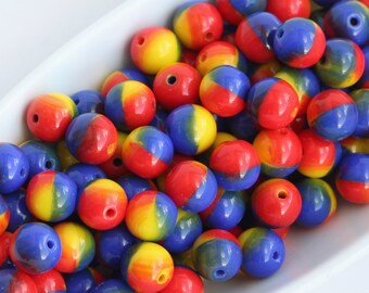 50pcs Mixed red yellow blue Czech Glass Beads 6mm Czech Pressed Beads 6mm Round Beads Mix opaque color