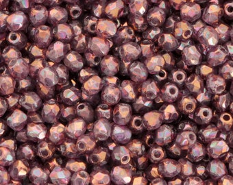 100pcs Crystal Iris Rainbow 3mm Czech Fire Polished Beads Round Glass Faceted Clear Rainbow Metallic