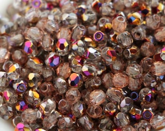 100pcs Crystal Sliperit 3mm Czech Glass Fire Polished beads 3mm Facet Round Beads metallic vitex