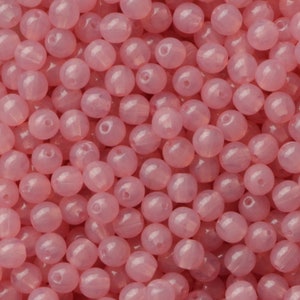 100pcs Opal Pink Round Beads 4mm Czech Glass Beads 4mm Small Round Beads Milky Rose