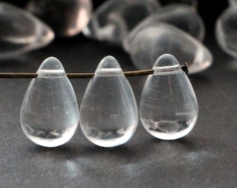 Crystal Drops 13x8mm (15pcs) Czech Glass Big teardrops Beads Briolette Clear Big Drops Transparent Crystal 8x13mm