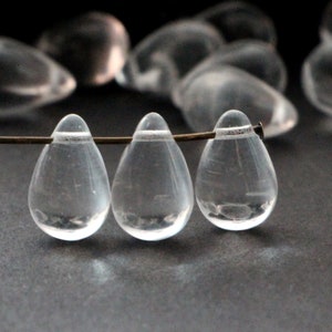 Crystal Drops 13x8mm (15pcs) Czech Glass Big teardrops Beads Briolette Clear Big Drops Transparent Crystal 8x13mm