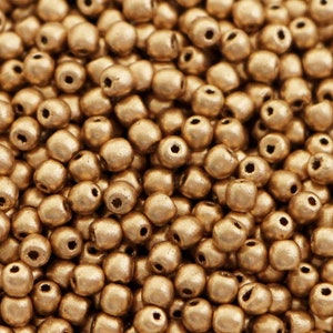 100 pezzi 3 mm Perline dorate opache metallizzate Perline ceche Druk 3 mm Perline rotonde piccole Perline dorate satinate 3 mm Perline rotonde lisce dorate