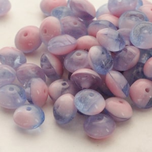 30pcs Mix Lilac Pink Rondell Wafer beads 5x8mm Spacers Disk Czech Glass Beads Donut Beads Rondelle discs beads rose purple