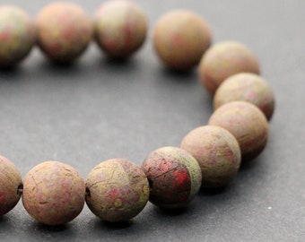 20pcs antique Bohemian Glass Beads 8mm Red Picasso Beads Lava Beads 8mm Smooth Round Beads 8mm