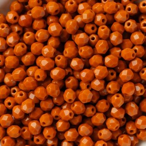 50pcs Terracotta Brown 4mm Czech Fire Polished Glass Faceted Round Beads 4mm Terra Cotta Brown image 1