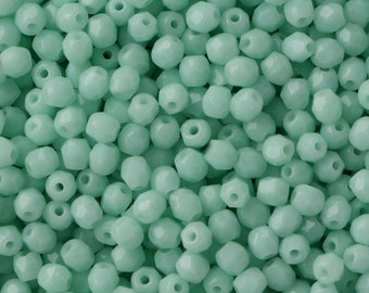 100pcs Pale Turquoise green 3mm Czech Fire Polished Glass Beads Faceted Beads 3mm Mint Green